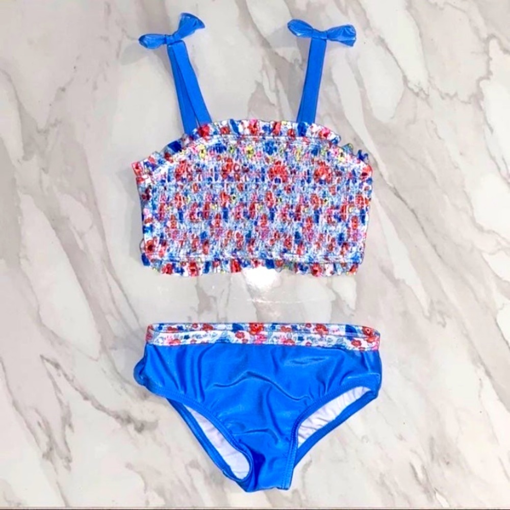 2 Piece Swimsuit / Blue Floral Bathing Suit / Kid’s Bikini / Size: 5T (Toddlers)